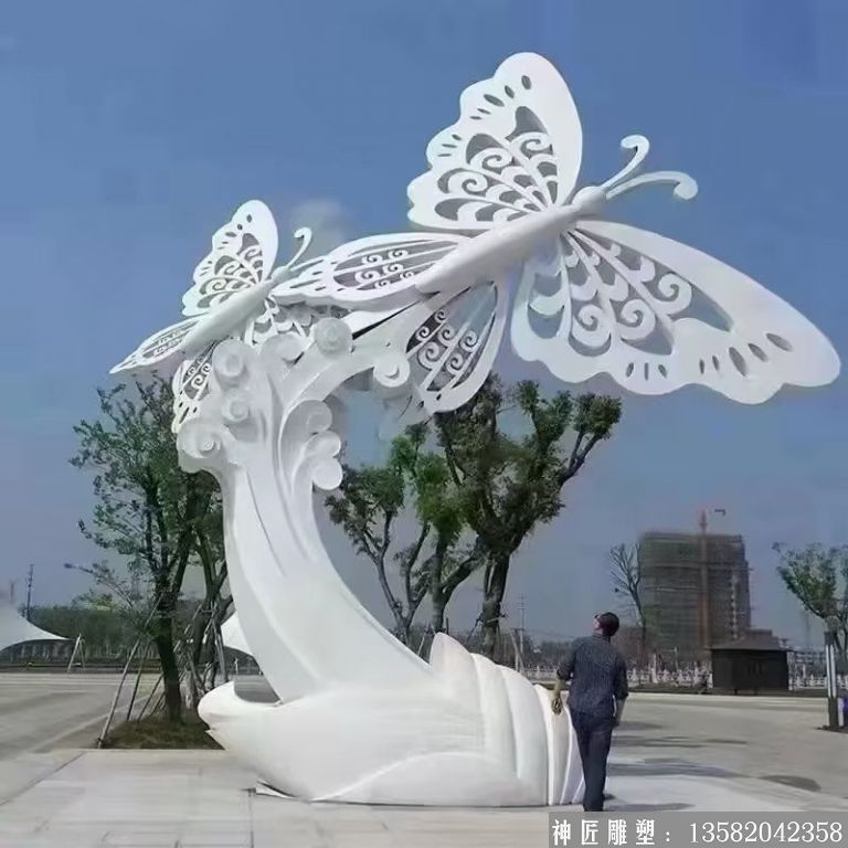 不锈钢蝴蝶雕塑 广场喷漆蝴蝶雕塑